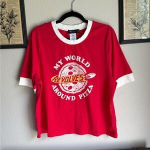 Disney Junk Food Toy Story Pizza Planet Cropped Ringer Tee 2XL